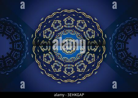 Intricate Geometric Star Mandala With Golden Floral Filigree Design Stock Vector