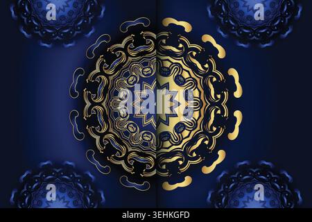 Elegant Symmetrical Mandala Artwork With Golden Filigree Floral Elements Stock Vector