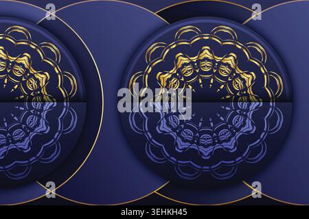 Elegant Floral Geometric Mandala Artwork With Golden And Blue Details Stock Vector