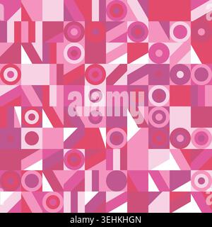 Abstract Pink Red Geometric Mosaic Pattern Stock Vector