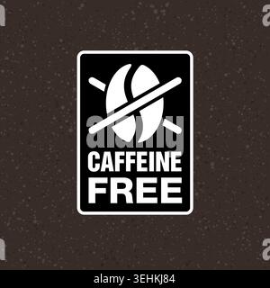 Caffeine Free stickers - crossed out coffee bean - isolated vector emblem for food composition on products packaging  Stock Vector