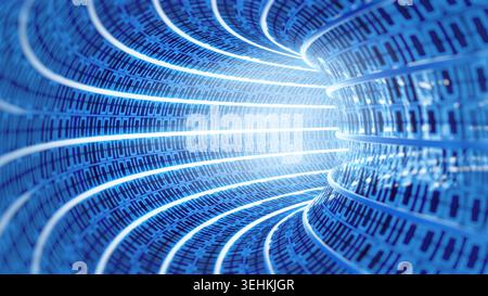 Binary code tunnel forming with 1 and 0's Stock Photo
