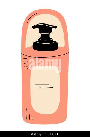 Soft peach bottle with black pump dispenser Stock Vector