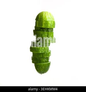 Fresh sliced cucumber isolated on white background Stock Photo