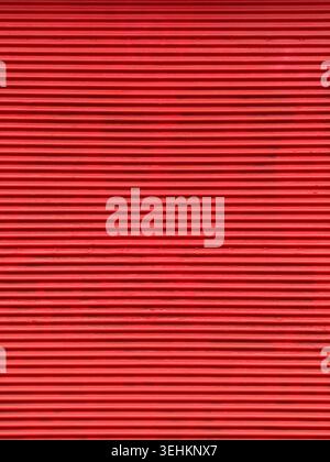 Red Corrugated Metal Shutter Texture Background With Horizontal Lines And Industrial Pattern Stock Photo
