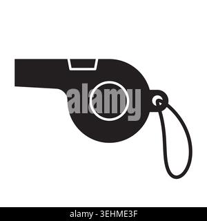 soccer whistle black icon, referee whistle symbol for football game, sports training, tournament, and athletic design -vector illustration Stock Vector