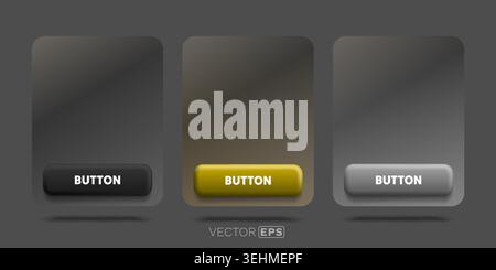 A set of modern 3D web buttons in neumorphic style for user interface design. Vector illustration Stock Vector
