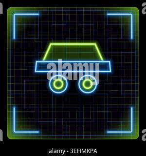 Incognito mode icon. Futuristic tech glowing neon illustration, editable strokes. Stock Vector