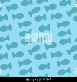 Pattern with tiny blue fish Stock Vector