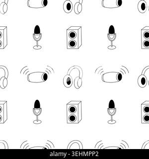 Podcast seamless pattern Stock Vector