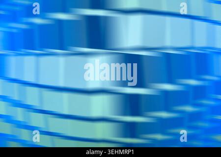 Abstract background featuring a dynamic geometric design with multicolored, blurred blue and green blocks. The pattern creates depth and visual intere Stock Photo