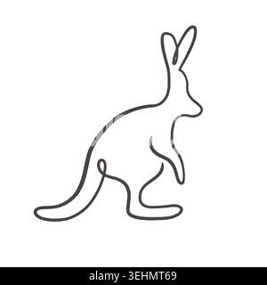 Minimal One Line kangaroo illustration Stock Vector