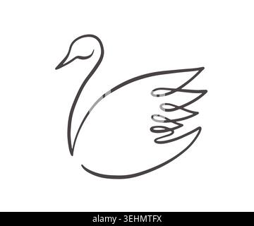 Minimal swan continuous one line illustration Stock Vector