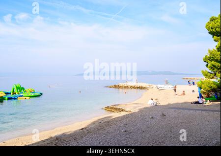 Makarska, Croatia - August 07, 2026: Clear blue Adriatic sea surface with gentle waves  Stock Photo