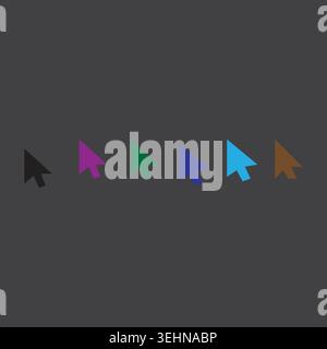 Colorful Mouse Cursor Icons on Dark Background,  vector illustration Stock Vector