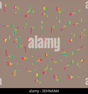 Abstract Colorful Arrow Doodle Pattern on Neutral Background,  vector illustration Stock Vector