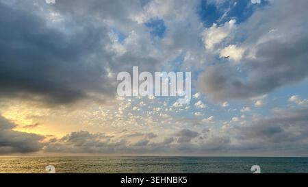 Picturesque Sunrise over the Mediterranean Sea with Dramatic Clouds on the Costa Brava Spain Stock Photo