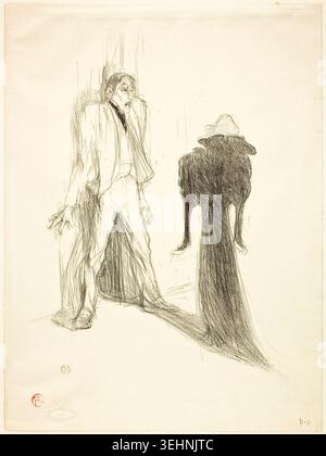 Lugné-Poé, in Image by Henri de Toulouse-Lautrec, 1894, depicting two figures in flowing garments, one gesturing expressively while facing away, the other observed in profile from behind Stock Photo