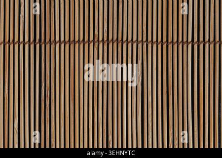 Vertical Reed Mat with Rope Seam Natural Background Stock Photo