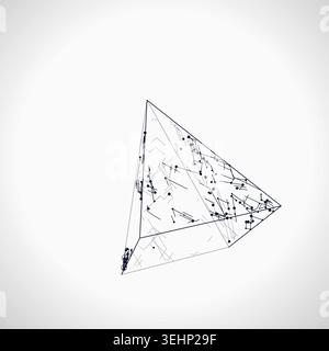 Abstract futuristic pyramid structure rendered as a clean geometric network background Stock Vector