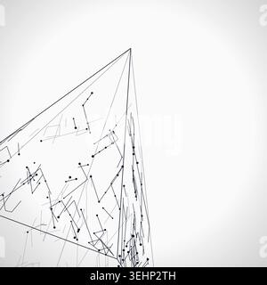 Abstract futuristic pyramid structure rendered as a clean geometric network background Stock Vector