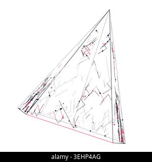 Abstract futuristic pyramid structure rendered as a clean geometric network background Stock Vector