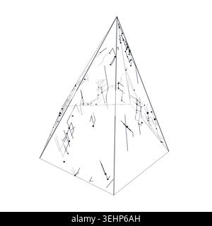 Abstract futuristic pyramid structure rendered as a clean geometric network background Stock Vector