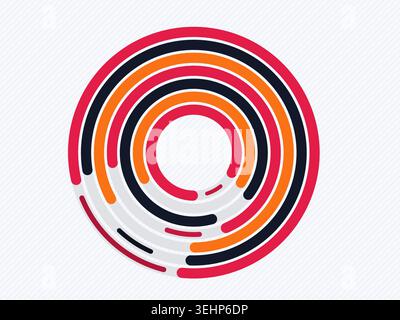 Vibrant circular composition built from bold rounded ring segments Stock Vector