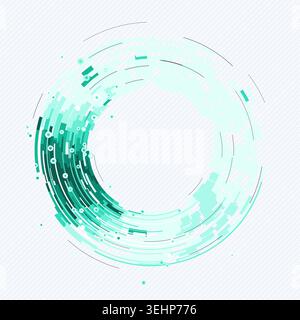 Abstract digital ring interface made from layered geometric arc blocks Stock Vector