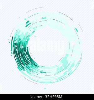Abstract digital ring interface made from layered geometric arc blocks Stock Vector