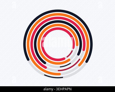 Vibrant circular composition built from bold rounded ring segments Stock Vector