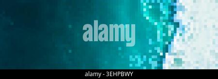 Abstract digital background with a mosaic pixel pattern merging turquoise and white Stock Photo