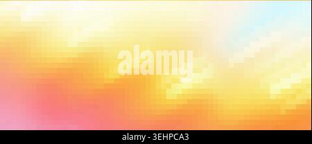 Abstract pixelated gradient background showing a blend of orange, yellow, and red hues Stock Photo