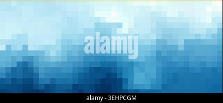 Pixelated gradient background displaying shades of blue and cyan squares for modern design Stock Photo