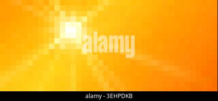 Bright pixel grid creating a warm orange and yellow mosaic pattern Stock Photo
