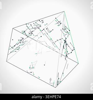 Abstract futuristic pyramid structure rendered as a clean geometric network background Stock Vector