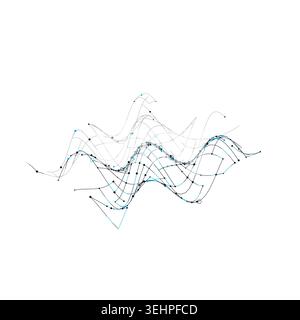 Abstract futuristic 3D wave terrain rendered as a clean geometric network background Stock Vector