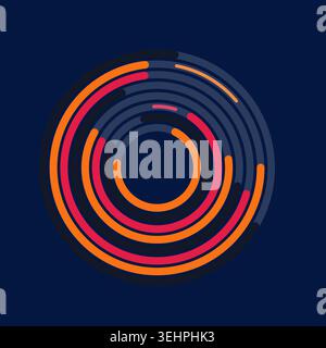 Vibrant circular composition built from bold rounded ring segments Stock Vector