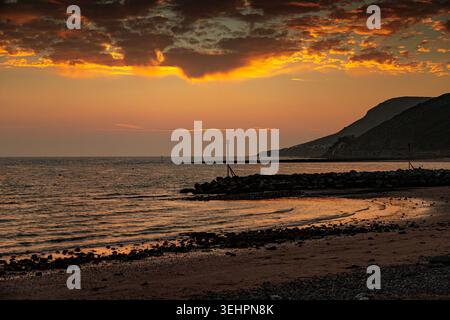 Sunset over the West Shore, Llandudno on the North Wales coast Stock Photo