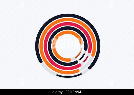 Vibrant circular composition built from bold rounded ring segments Stock Vector