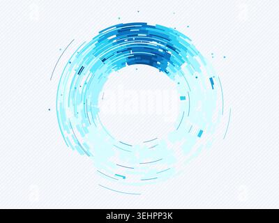 Abstract digital ring interface made from layered geometric arc blocks Stock Vector