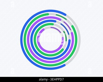Vibrant circular composition built from bold rounded ring segments Stock Vector