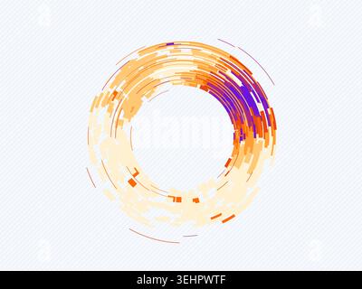 Abstract digital ring interface made from layered geometric arc blocks Stock Vector