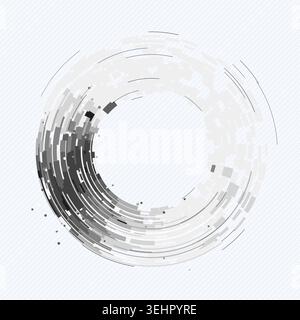 Abstract digital ring interface made from layered geometric arc blocks Stock Vector