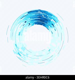 Concentric circular tech segments with dynamic blue glow accents Stock Vector