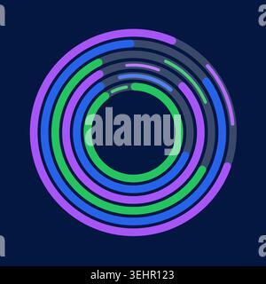 Vibrant circular composition built from bold rounded ring segments Stock Vector