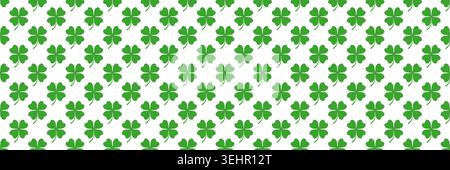 horizontal seamless green cloverleaf for pattern and background. Stock Vector