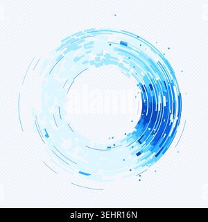 Concentric circular tech segments with dynamic blue glow accents Stock Vector