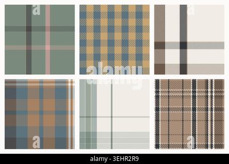 Scandinavian Tartan Plaid Seamless Patterns. Stock Vector