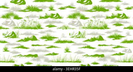 Seamless grass print pattern . Hand drawn. Not AI, vector illustration. Stock Vector